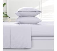 Tribeca Living Solflashequwh, set di lenzuola in flanella con tasca extra profonda da 170 g/m², 100% cotone, super morbido, caldo, accogliente, lenzuolo queen size, bianco