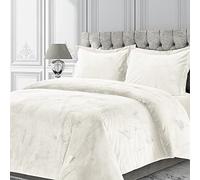 Tribeca Living VENICEDUVET - Set copripiumino in velluto a tinta unita, misura Queen, avorio
