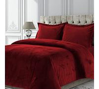 Tribeca Living VENICEDUVETKIBU - Set copripiumino in velluto a tinta unita, per letto king size, colore: Borgogna