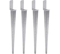 4 supporti universali per pali da inserire, L, supporto per pali zincati a caldo, boccola per pali a terra, boccola, ancora, acciaio, argento (4, 50 x 600)