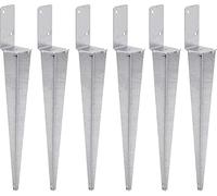 TRIBECCO 6 supporti universali per pali da inserire, L, supporto per pali zincati a caldo, boccola per pali a terra, boccola per pavimento, ancora, in acciaio argentato (6, 70 x 600)