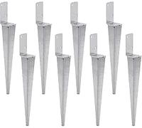 TRIBECCO 8x Supporto universale per pali da battere L, Supporto per pali zincato a fuoco Manicotto da battere Supporto per pali Manicotto da terra Manicotto da battere nel terreno Ancora per pali