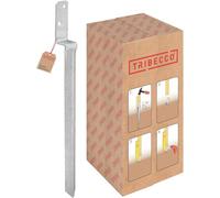 TRIBECCO Manicotto a forma di L per pali quadrati in legno, dimensioni 40 x 530 mm, supporto per pali a L da inserire nel terreno, scarpa universale a L in acciaio zincato a caldo (6, argento)