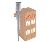 TRIBECCO Manicotto per legni rotondi, zincato a caldo, supporto per pali, rotondo, manicotto a terra, ancoraggio, in acciaio, argento, ancoraggio a terra per recinzioni, palizzate (fi 101 mm/900 mm)