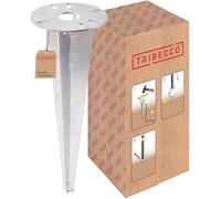 TRIBECCO Picchetto per lampada da giardino - Ø 116 x 300 mm - con apertura Ø 30 mm per guida cavi - acciaio piatto zincato a caldo - ancoraggio a terra per illuminazione da giardino