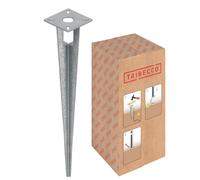 TRIBECCO Picchetto per luci da giardino - 100 x 100 mm, altezza 503 mm, con passacavo - acciaio piatto zincato a caldo - ancoraggio a terra per illuminazione da giardino