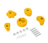 TRIBECCO Pietre da arrampicata per parete da arrampicata, 5 pezzi, con set di fissaggio, diverse forme, dimensioni 8 x 11,5 cm, in poliresina per arrampicata all'aperto e al coperto (giallo)