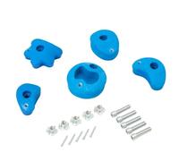 TRIBECCO Pietre da arrampicata per parete da arrampicata, 5 pezzi, con set di fissaggio, diverse forme, dimensioni 8 x 11,5 cm, in poliresina per arrampicata all'aperto e al coperto (blu)