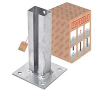 TRIBECCO® Post Anchor 60 x 40 mm Post Shoe Fence Post Double Rod Double Post Dowel Plate Post Anchor Screw-On Base Mesh Mats zincato a caldo