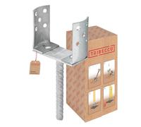 TRIBECCO® Scarpa di supporto a U con tassello in acciaio scanalato, Ø 20 mm, per calcestruzzo, larghezza regolabile da 80 a 140 mm, scarpa a palo ad H in acciaio zincato a caldo, ancoraggio per pali