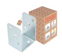 TRIBECCO® Scarpone a U da avvitare, scarpa di supporto a U 71 x 60 x 105 mm, per pali quadrati in legno, acciaio piatto zincato a caldo 4 mm, ancoraggio a pali per tasselli