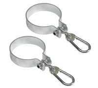 TRIBECCO Set di 2 fascette per altalena con moschettoni, vite M10 con dado di sicurezza e raccordi per pali rotondi Ø 120 mm, per altalena per bambini e bambini (120 mm)