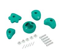 TRIBECCO Set di 5 pietre per arrampicata da parete con impugnature incluse. Set di fissaggio. Diverse forme. Dimensioni: 8 x 11,5 cm. In poliresina per arrampicata all'aperto e al chiuso (Verde)