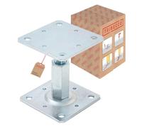 TRIBECCO Supporto per palo 110 x 110 cm per pali in legno quadrati, supporto regolabile in altezza da 8 a 15 cm, in acciaio zincato a caldo da 4 mm, a tassello, per pali e scale, scene