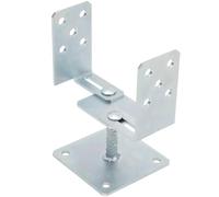 TRIBECCO - Supporto per palo a U, regolabile in larghezza da 70 a 160 mm, con scarpa a U in acciaio con nervature Ø 20 mm, ancoraggio a U in calcestruzzo zincato a fuoco per pali in legno quadrato (60