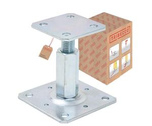TRIBECCO Supporto per pilastro 80 x 80 cm per pali in legno quadrati, supporto regolabile in altezza da 8 a 15 cm, in acciaio zincato a caldo da 4 mm, per ancoraggio, per basamenti, scale, palchi
