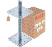 TRIBECCO Supporto verticale regolabile (110 x 110 x 250 / filettatura M 24) Piedino di sostegno regolabile in altezza zincato, base di cemento da avvitare, regolabile