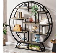 Tribesigns Libreria Rotonda a 8 Livelli, Scaffale Portaoggetti Alto Autoportante Con Ripiano, per Soggiorno, Camera Da Letto, 150 x 30 x 160 cm, Grigio