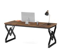 Tribesigns Scrivania da ufficio con piano in legno extra ispessito e struttura i