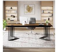 Tribesigns Scrivania per computer per 2 persone, 200cm scrivania per ufficio con robusta struttura geometrica in metallo, tavolo da riunione per seminari aziendali per 8-10 pers