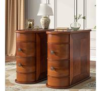 Tribesigns Set di 2 tavolini in legno, con 2 cassetti, per sedie sottili, non richiede assemblaggio, colore: noce