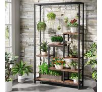 Tribesigns Supporto per piante da interno alto 5 livelli, grande scaffale per piante in metallo da 70,9 pollici con 10 ganci per appendere PC S per giardino