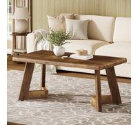 Tribesigns Tavolino da Salotto, Tavolino da Caffè in Stile Country con Gambe a V, 120 x 60 cm Tavolo da Divano Rettangolare per Soggiorno, Facile da Montare, Marrone Rustico