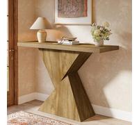 Tribesigns Tavolo consolle Ingresso, tavolino stretto da posizionare dietro il divano con base geometrica, tavolini decorativi per ingresso e corridoio, colore marrone