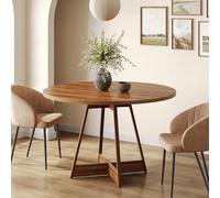 Tribesigns Tavolo da Pranzo Rotondo 100 cm per 2-4 Persone, Tavolo da Cucina Tondo Stile Country per Sala da Pranzo, Tavolo da Pranzo in Legno con Base a Piedistallo Robusta, Marrone