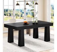 Tribesigns Tavolo da Pranzo, Tavolo Cucina Moderno Rettangolare con Gambe A Piramide Robuste, 160 cm Scrivania Nero per Sala da Pranzo, Caffetteria, Ristorante, Facile Montaggio (1, Nero)