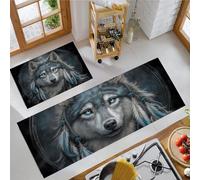Tribù Misteriosa Set Di 2 Tappetino Da Cucina, Acchiappasogni A Forma Animale Tappetini E Zerbini Per Interni Pavimento Bagno, Tappeto Da Cucina Antiscivolo Set, 43x75+43x150cm