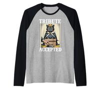 Tribute Accepted Cat in Box, Ciotola per Cibo Funny Cat Maglia con Maniche Raglan