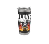 Tributo eroico I Love Firefighters Bicchiere termico in acciaio inox doppia parete