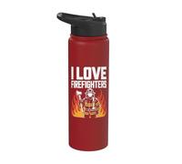 Tributo eroico I Love Firefighters Stainless Steel Insulated Water Bottle