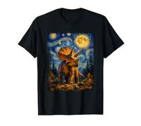 Triceratopo Dinosaur Lover Van Gogh Starry Night Inspired Maglietta