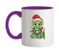 Triceratopo Luci di Natale - Tazza IN Ceramica - Dinosauro Carino Divertente