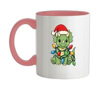 Triceratopo Luci di Natale - Tazza IN Ceramica - Dinosauro Carino Divertente