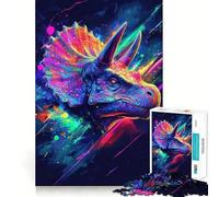 Triceratopo Neon Puzzle per Adolescenti 1000 Pezzi Puzzle Gioco Intelligente Rilassante Schema di Assemblaggio Regalo Perfetto (38x52cm)