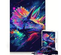 Triceratopo Neon Puzzle per Adolescenti 1000 Pezzi Puzzle Gioco Intelligente Rilassante Schema di Assemblaggio Regalo Perfetto (38x52cm)