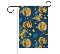 Triceratopss Dinos in Space Dinosaur Garden Flag Yard Flag Double Sided Garden Flag House Bandiere per Prato Patio Decorazione