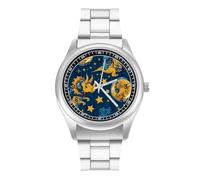 Triceratopss Dinos in Space Dinosaur Orologio casual da uomo con cinturino in acciaio inossidabile in lega di quarzo orologi da polso, Stile:, regular, Bracciale