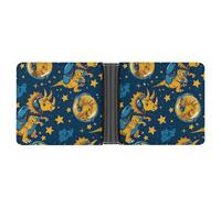 Triceratopss Dinos in Space Dinosaur Portafoglio bifold in pelle sottile porta carte di credito carino borsa, Stile:, Taglia unica