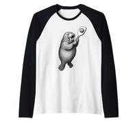 Tricheco Giocare Pickleball Sport Amante degli animali Maglia con Maniche Raglan