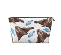 Tricheco marrone dell'acquerello, Borsa da toilette Borsa per trucco Borsa per cosmetici Borsa da toilette da viaggio portatile