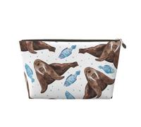 Tricheco marrone dell'acquerello, Borsa per il trucco Borsa per cosmetici Borsa da toilette da viaggio portatile Borsa da toilette
