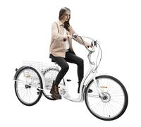 triciciclo per adulti, 26 pollici, 6 marce, con grande cestello, sedile regolabile, Cruiser Trike, bici da corsa per uomini, donne anziane, capacità di carico 120 kg, per percorsi ciclabili