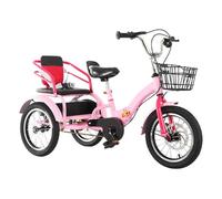 Tricicli Da Crociera A Tre Ruote Da 16-20 Pollici - Biciclette Comode A Due Posti Con Cestino For Bambine Dai 2 Ai 12 Anni(Pink,18inch)