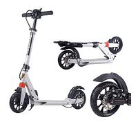 tricicli Monopattino for adulti pieghevole, regolabile, doppi freni, ruote da 200 mm, capacità di 330 libbre, multicolore(White)