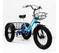 Tricicli per Adulti, Bici da Crociera A Tre Ruote con Pneumatici Grassi A 7 velocità, Trike per Adulti con Ruote da 20 Pollici, Biciclette A Tre Ruote per Donne Uomini Sport, Blue