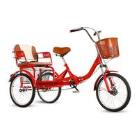 Tricicli per adulti pieghevoli con sedile posteriore,triciclo con pedali per risciò per anziani,triciclo da crociera con forcella anteriore ammortizzata,biciclette a 3 ruote per uscire e viaggiare
